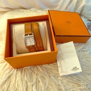 Hermès Cape Cod , Stainless Steel & leather strap